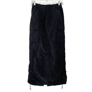 Wild Fable Black Cargo Maxi Skirt Adjustable Drawstring Hem Multiple Pockets XXS